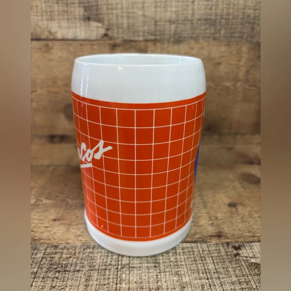 Vintage Denver Broncos Ceramic Mug Beer Stein Orange Licensed NFL 90’s Papel